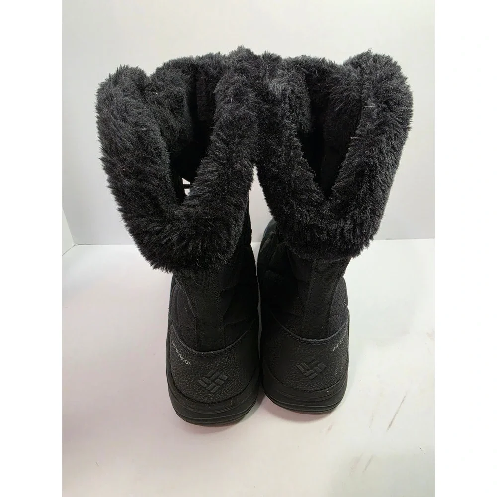 Columbia Minx Mid III Waterproof Winter Boots Black Faux Fur Womens 9